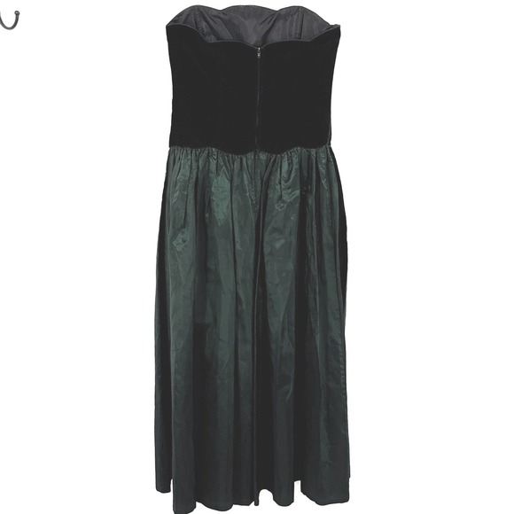 VTG 80s Laura Ashley Womens Size 10 Velvet Metallic Taffeta Strapless Dress Gown - Picture 6 of 10